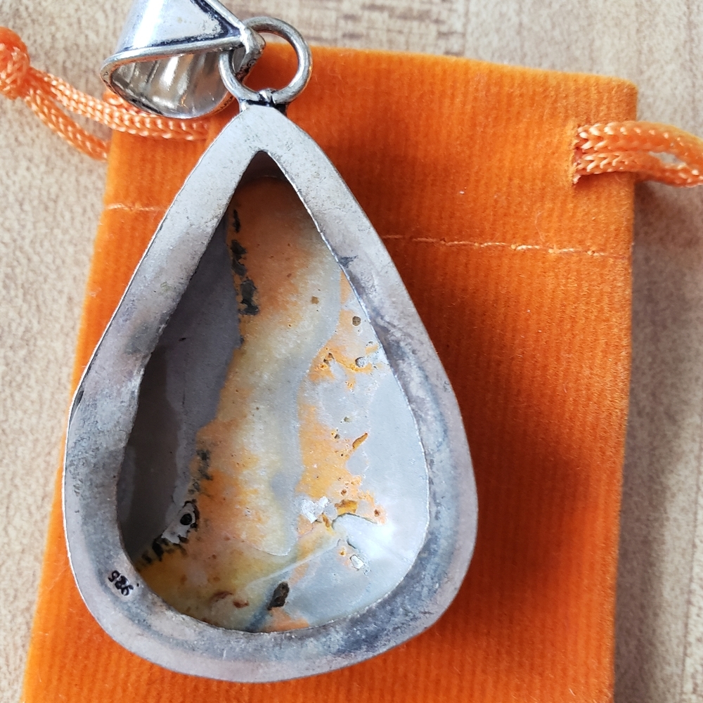 Sterling Silver Bumblebee Jasper Stone Pendant - image 5